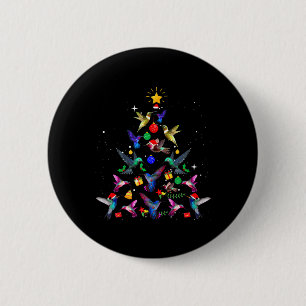 Cute Hummingbird Christmas Tree Xmas Gifts  2 Inch Round Button