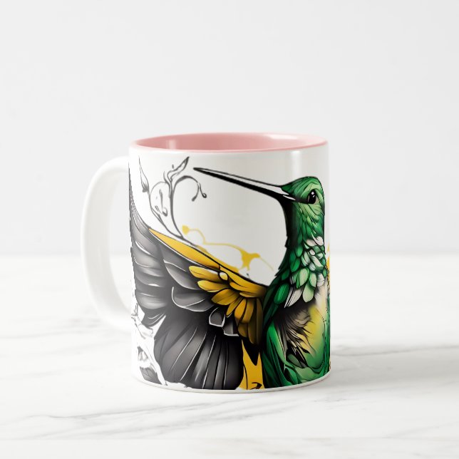 Cute Hummingbird collection of Kitchen Two-Tone Coffee Mug (Front Left)