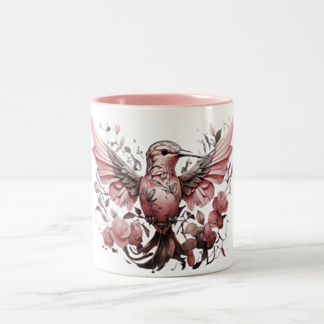 Cute Hummingbird Collection Two-Tone Coffee Mug (Center)