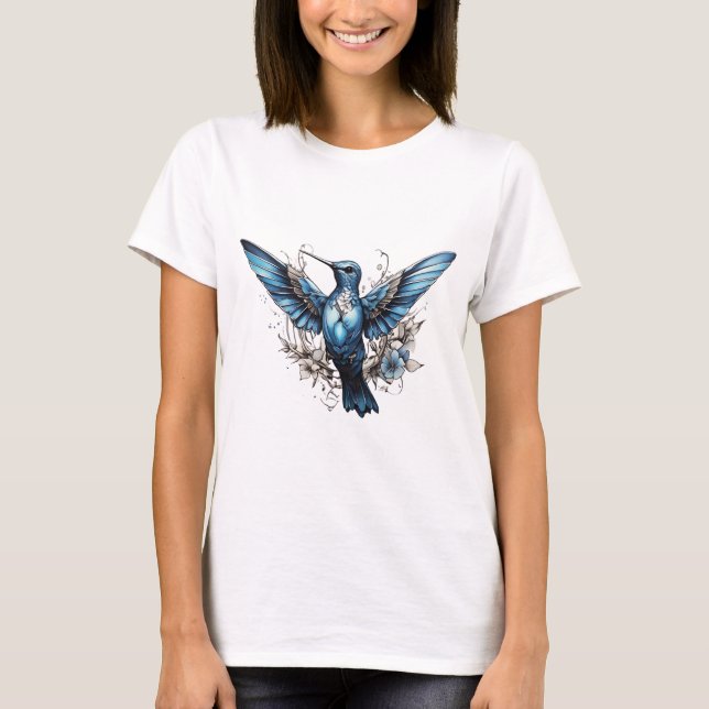 Cute Hummingbird design T-Shirt  (Front)
