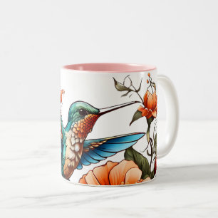Cute Hummingbird design Two-Tone Coffee Mug