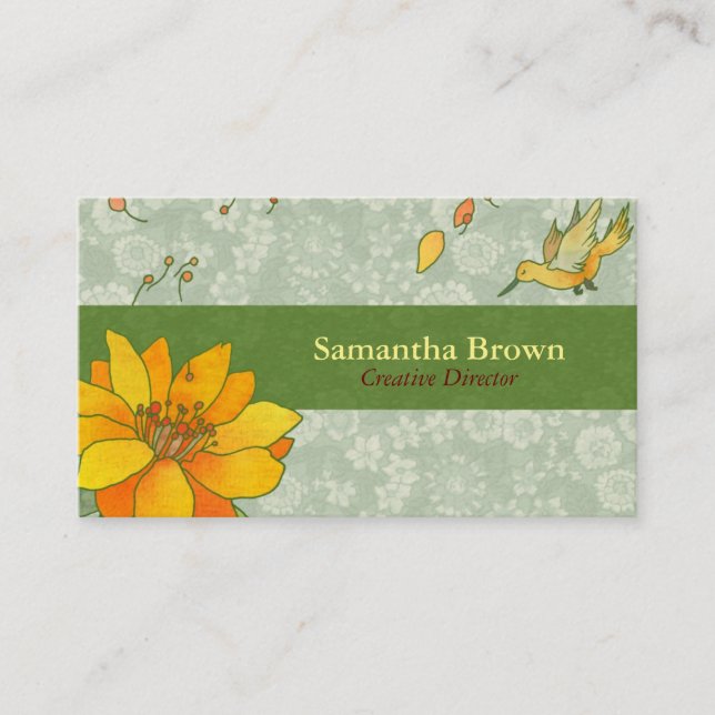 Cute Hummingbird Designer Business Card (Front)