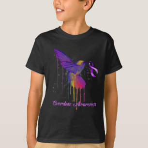 Cute Hummingbird Holding Purple Ribbon Overdose Aw T-Shirt