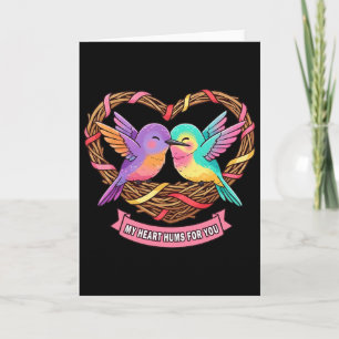 Cute Hummingbird Valentine My Heart Hums For You B Card