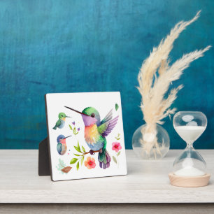 Cute Hummingbirds for Bird Lovers on Plaque