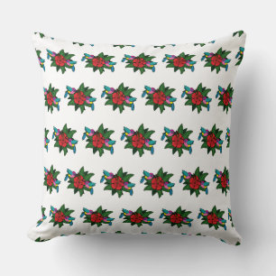 Cute Hummingbirds on Hibiscus Flower Cartoon - W Throw Pillow