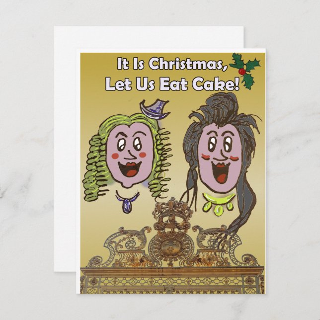 Cute, Humorous Versailles Cartoon Christmas Card (Front/Back)