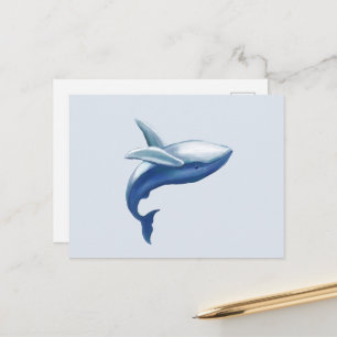 Cute Humpback Whale Jumping Out of Water Drawing Postcard