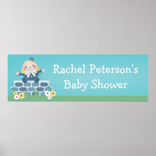 Cute Humpty Dumpty Baby Shower Party Banner Poster (Front)