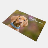 Cute Hungarian Vizsla Dog Puppy Photo /  Welcome Doormat (Angled)