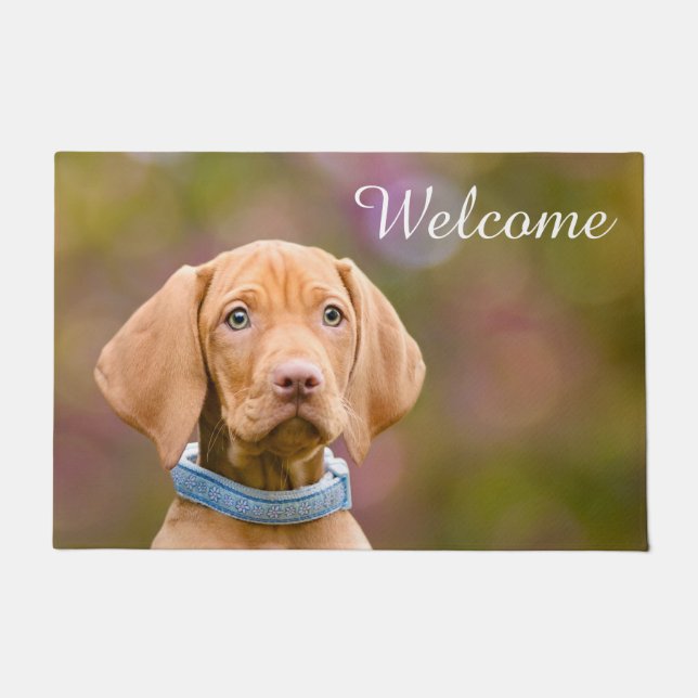 Cute Hungarian Vizsla Dog Puppy Photo /  Welcome Doormat (Front)