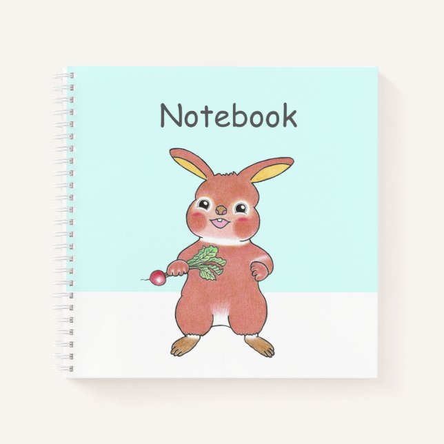 Cute Hungry Bunny blue Square Custom Notebook  (Front)