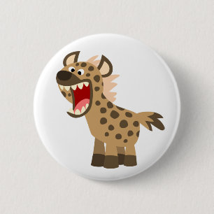 Cute Hungry Cartoon Hyena 2 Inch Round Button