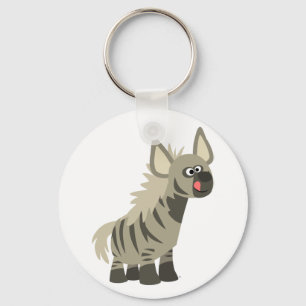 Cute Hungry Cartoon Striped Hyena Keychain