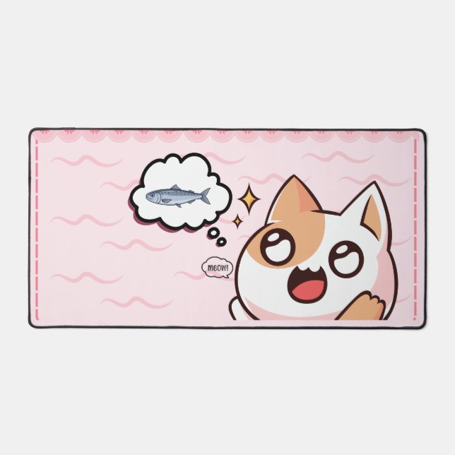 Cute Hungry Cat Desk Mat (Recto)