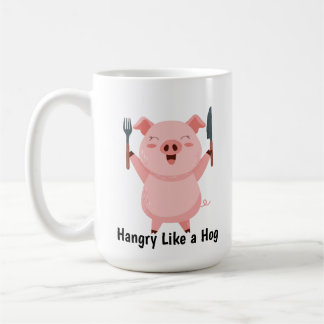 Cute Hungry Piggy Die Cut Sticker Coffee Mug