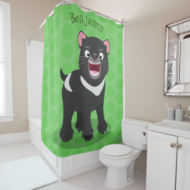 Cute hungry Tasmanian devil cartoon illustration (In Situ)