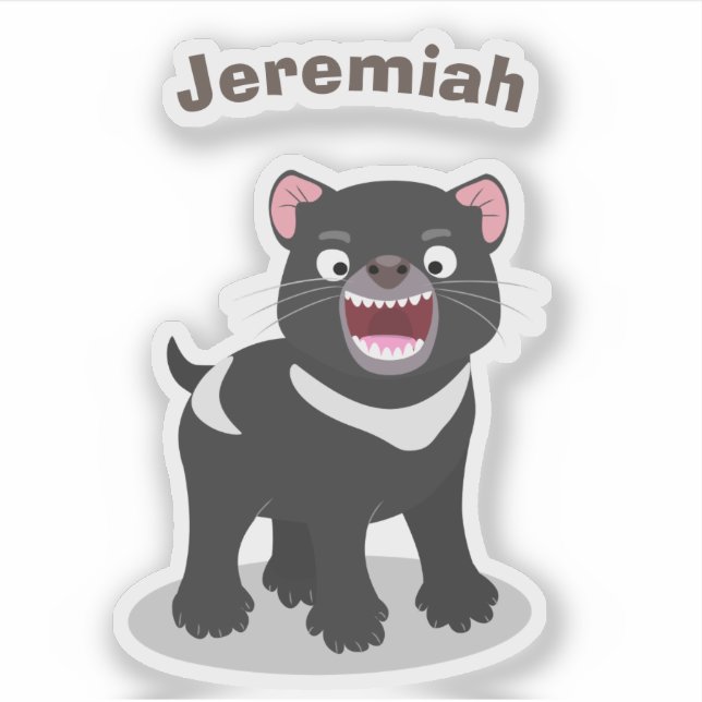 Cute hungry Tasmanian devil cartoon illustration (Front)