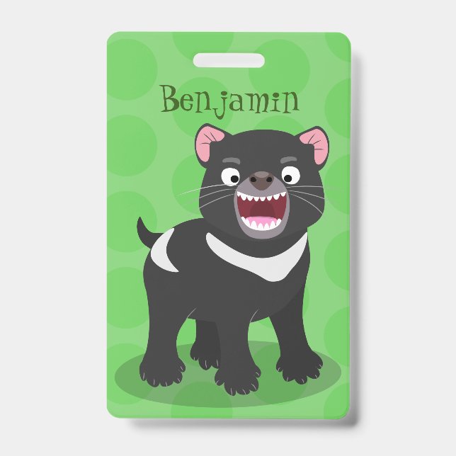 Cute hungry Tasmanian devil cartoon illustration Badge (Front)