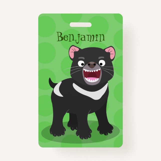 Cute hungry Tasmanian devil cartoon illustration Badge (Front)