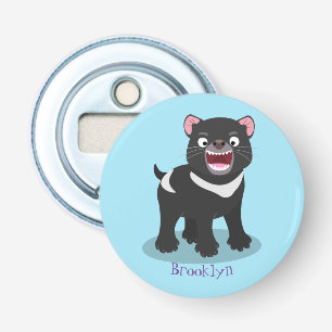 Cute hungry Tasmanian devil cartoon illustration Bottle Opener