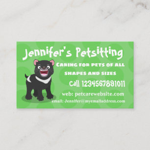 Cute hungry Tasmanian devil cartoon illustration Business Card