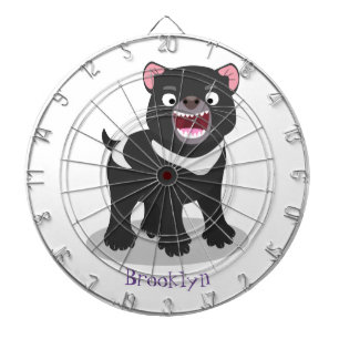 Cute hungry Tasmanian devil cartoon illustration Dartboard