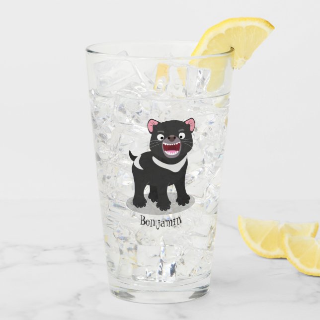 Cute hungry Tasmanian devil cartoon illustration Glass (Back Ice)