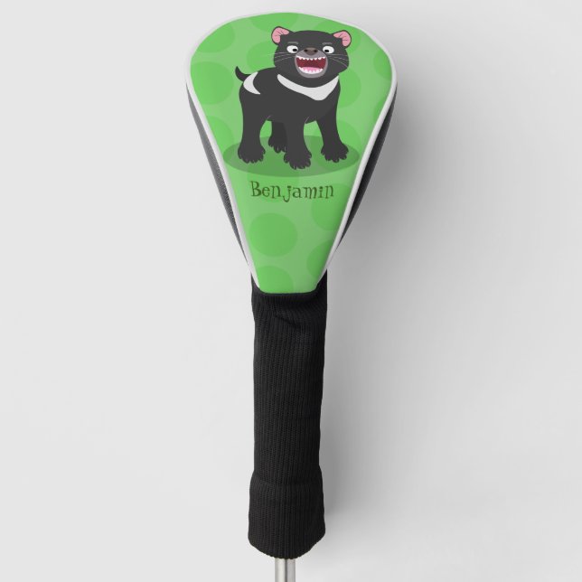 Cute hungry Tasmanian devil cartoon illustration Golf Head Cover (Front)
