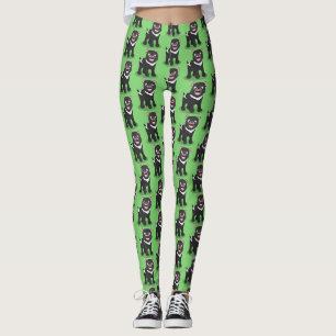 Cute hungry Tasmanian devil cartoon illustration Leggings