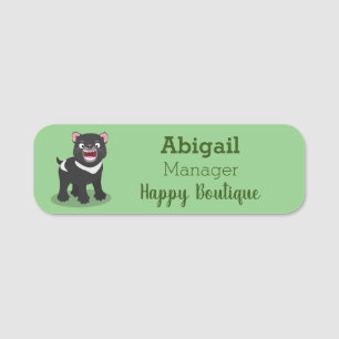 Cute hungry Tasmanian devil cartoon illustration Name Tag