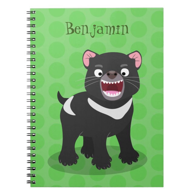Cute hungry Tasmanian devil cartoon illustration Notebook (Front)