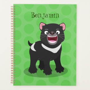 Cute hungry Tasmanian devil cartoon illustration Planner