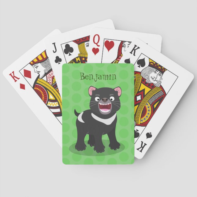 Cute hungry Tasmanian devil cartoon illustration Playing Cards (Back)