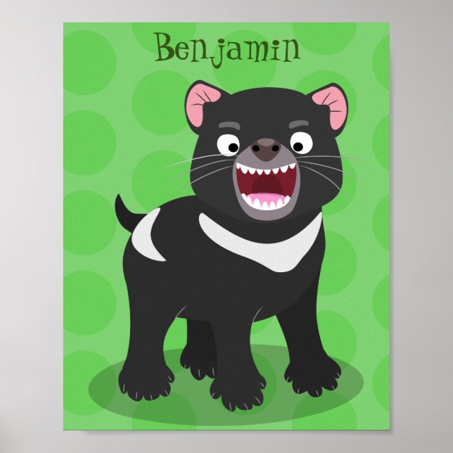 Cute hungry Tasmanian devil cartoon illustration Poster (Front)