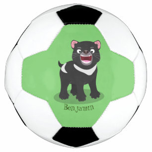 Cute hungry Tasmanian devil cartoon illustration Soccer Ball