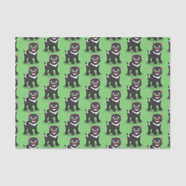 Cute hungry Tasmanian devil cartoon illustration Tissue Paper (Front)