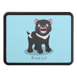 Cute hungry Tasmanian devil cartoon illustration Trailer Hitch Cover