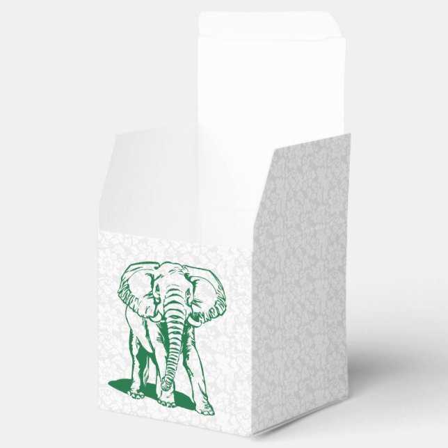 Cute Hunter Green Elephant Line Drawing Favor Box (Opened)