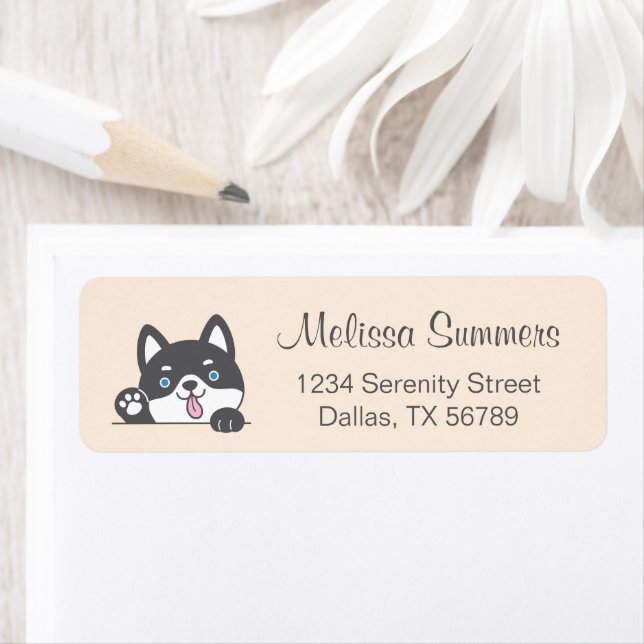 Cute Husky Dog Beige Return Address (Insitu)