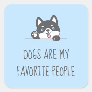 Cute Husky Dog Blue Quote Square Sticker
