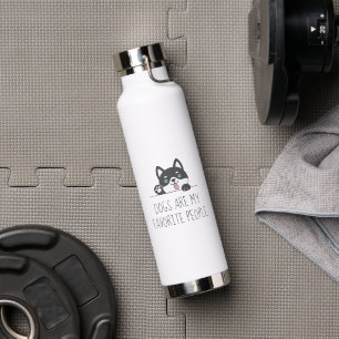 Cute Husky Dog Blue Quote Water Bottle