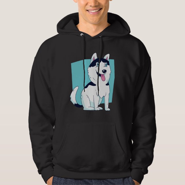 Cute Husky Dog Design Hoodie (Front)