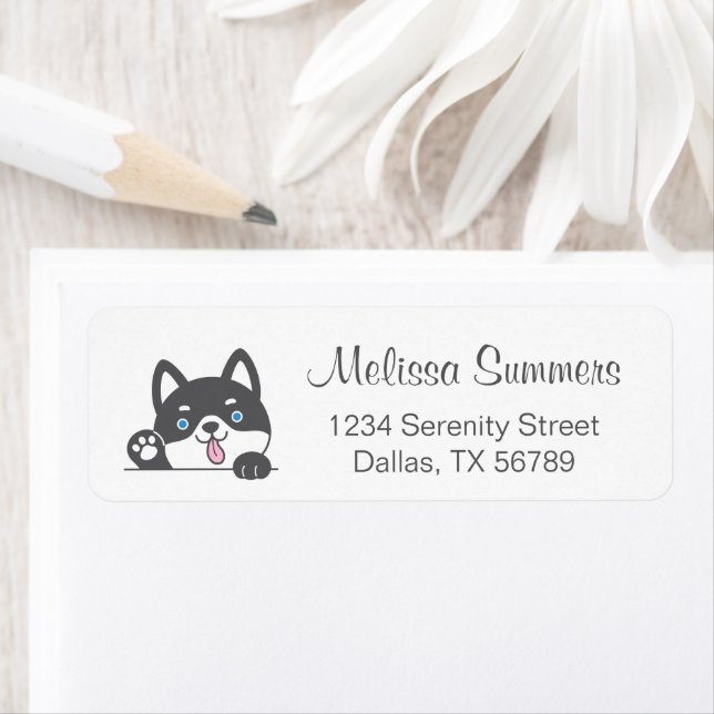 Cute Husky Dog Return Address (Insitu)