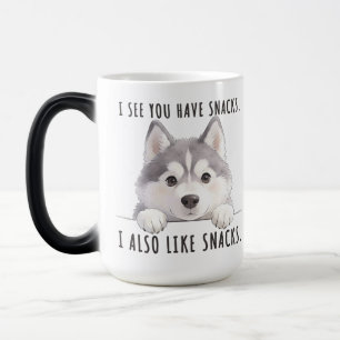 Cute Husky Dog Snacks Quote Funny Minimalist Magic Mug