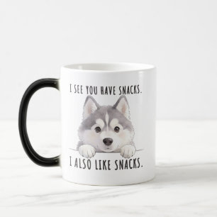 Cute Husky Dog Snacks Quote Funny Minimalist Magic Mug