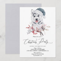 Cute husky puppy Christmas Party Winter