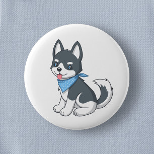 Cute Husky Puppy Dog 2 Inch Round Button