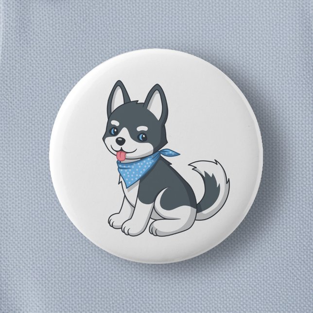 Cute Husky Puppy Dog 2 Inch Round Button (Creator Uploaded)