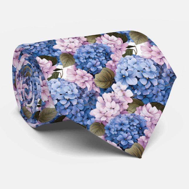Cute Hydrangea flower tiled pattern Tie (Rolled)